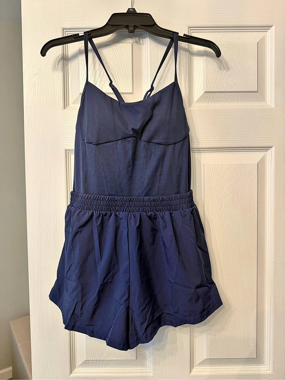 PINK Victoria's Secret Ultimate Runsie Romper Blue Medium NWT